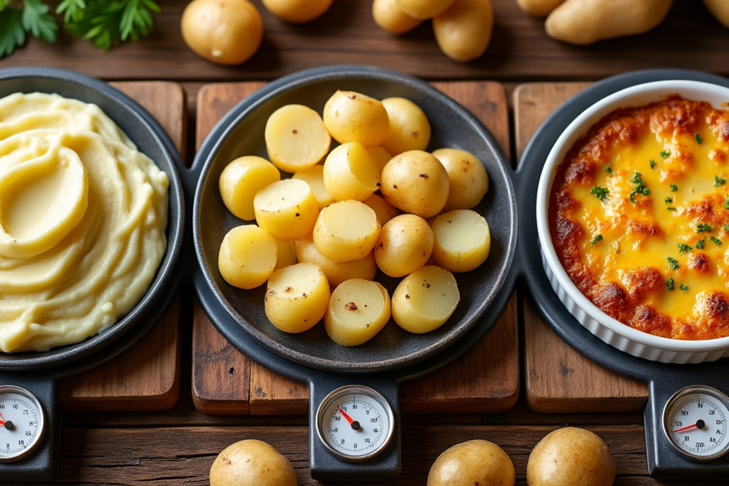 Combien de pomme de terre par personne pour chaque plat (purée, raclette, gratin) ?