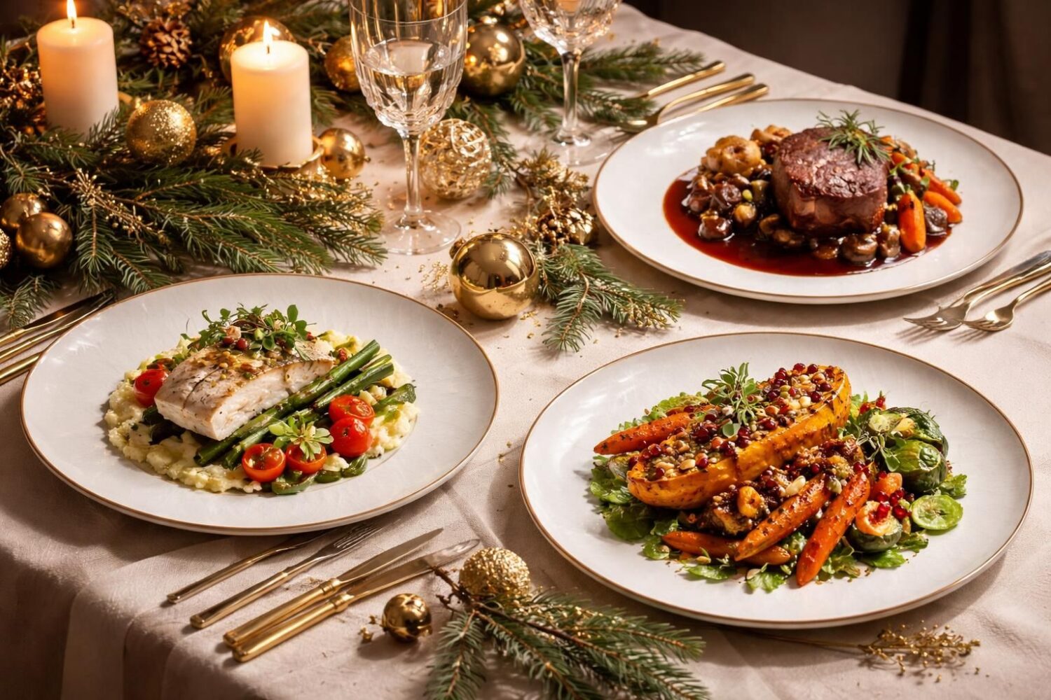 Repas de Noël chic et original : idées de menus pour poisson, viande et végétarien